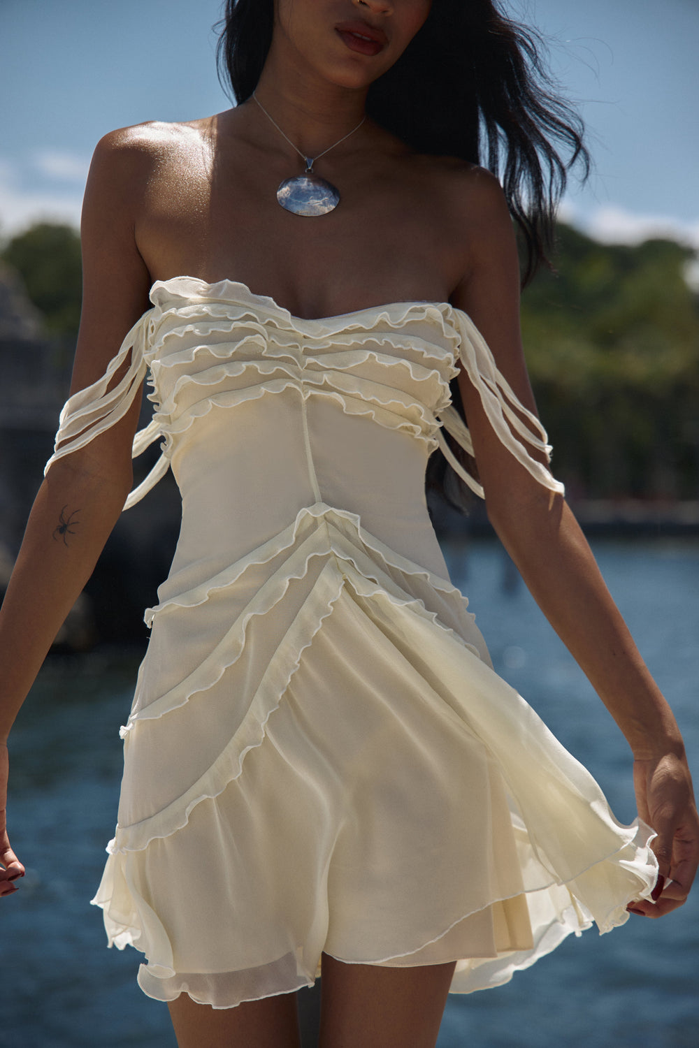 Cascading Mini Dress in Butter