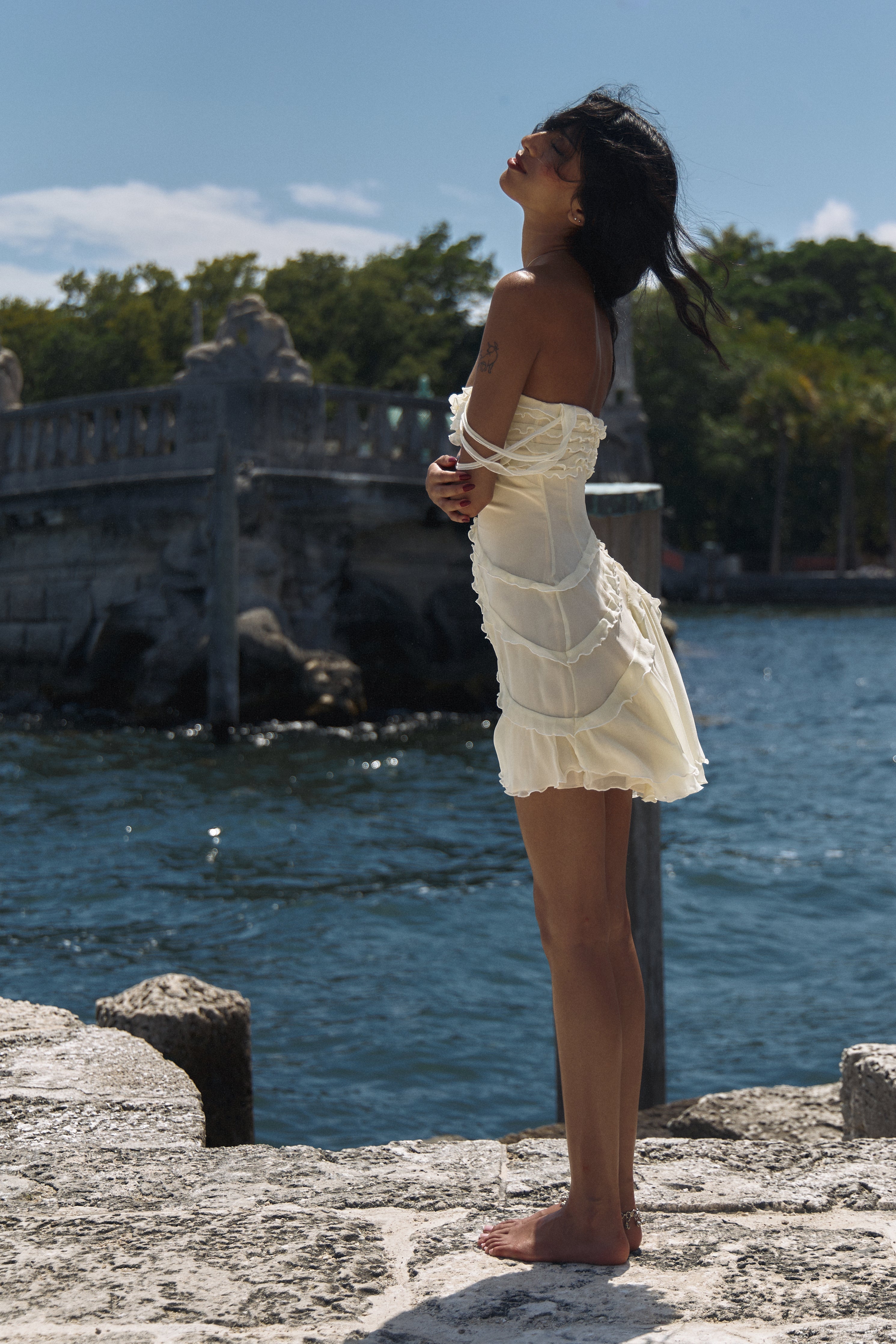 Cascading Mini Dress in Butter