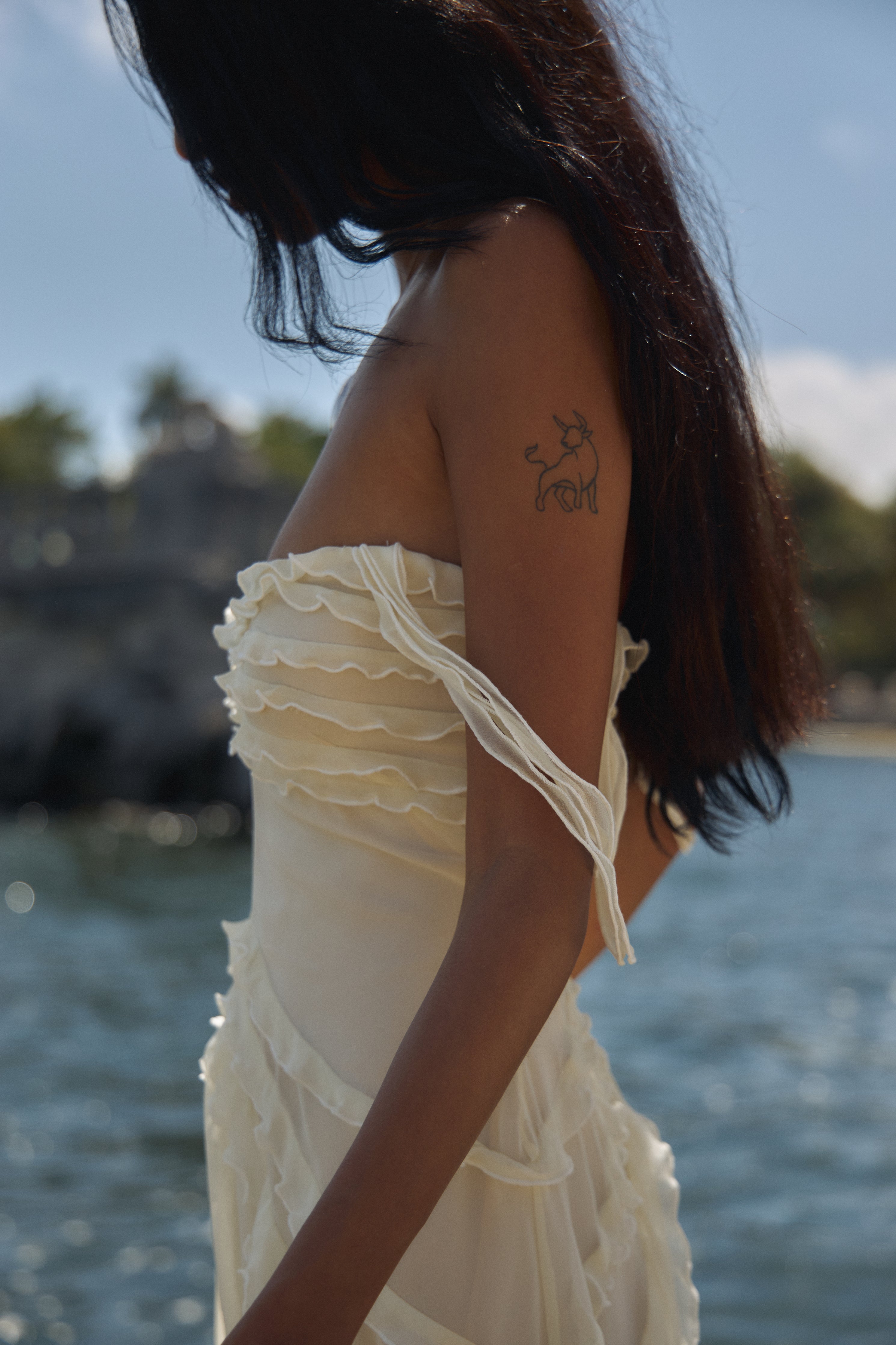 Cascading Mini Dress in Butter